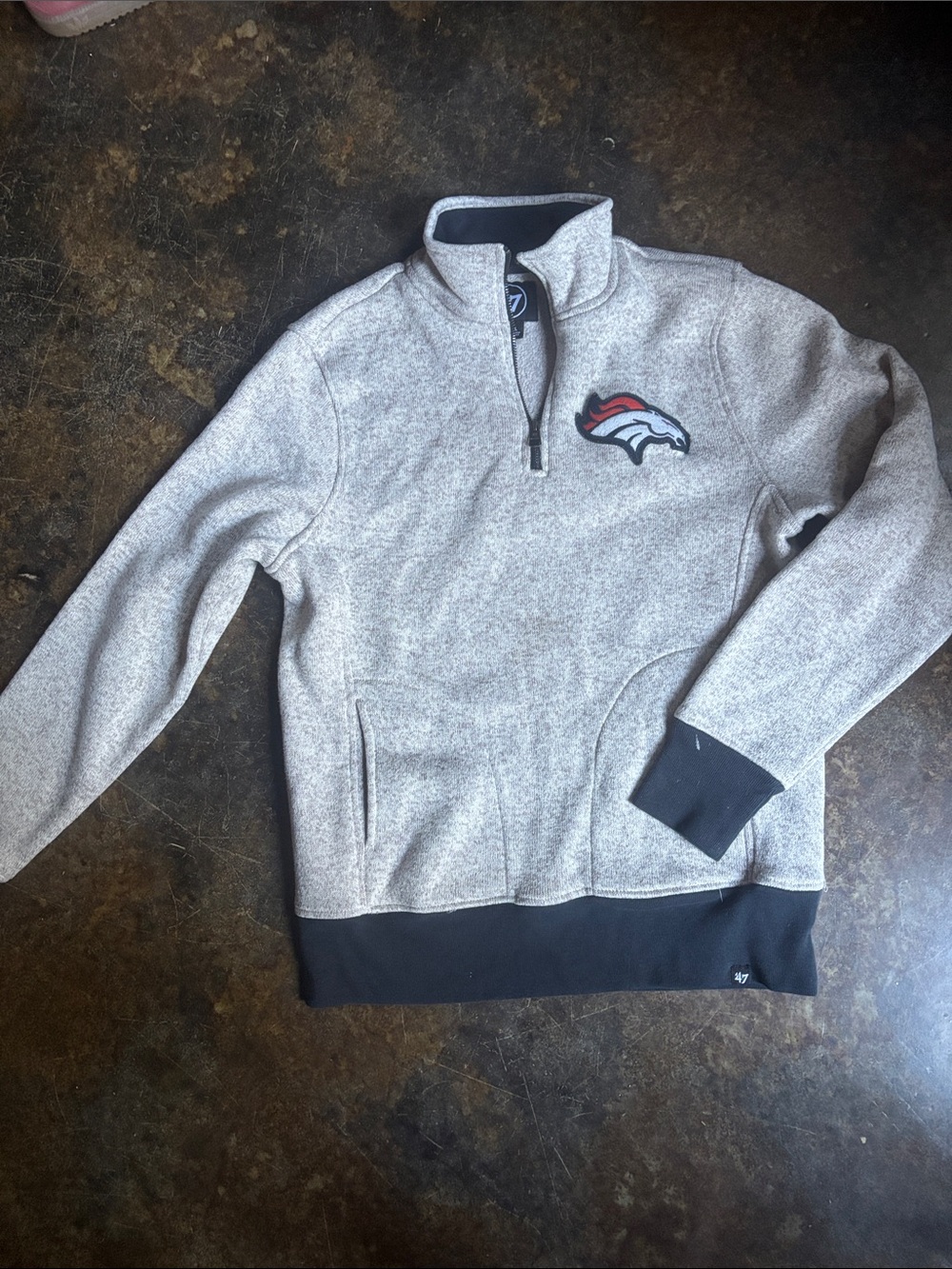 47 Heather Gray Denver Broncos Quarter-Zip Pullover